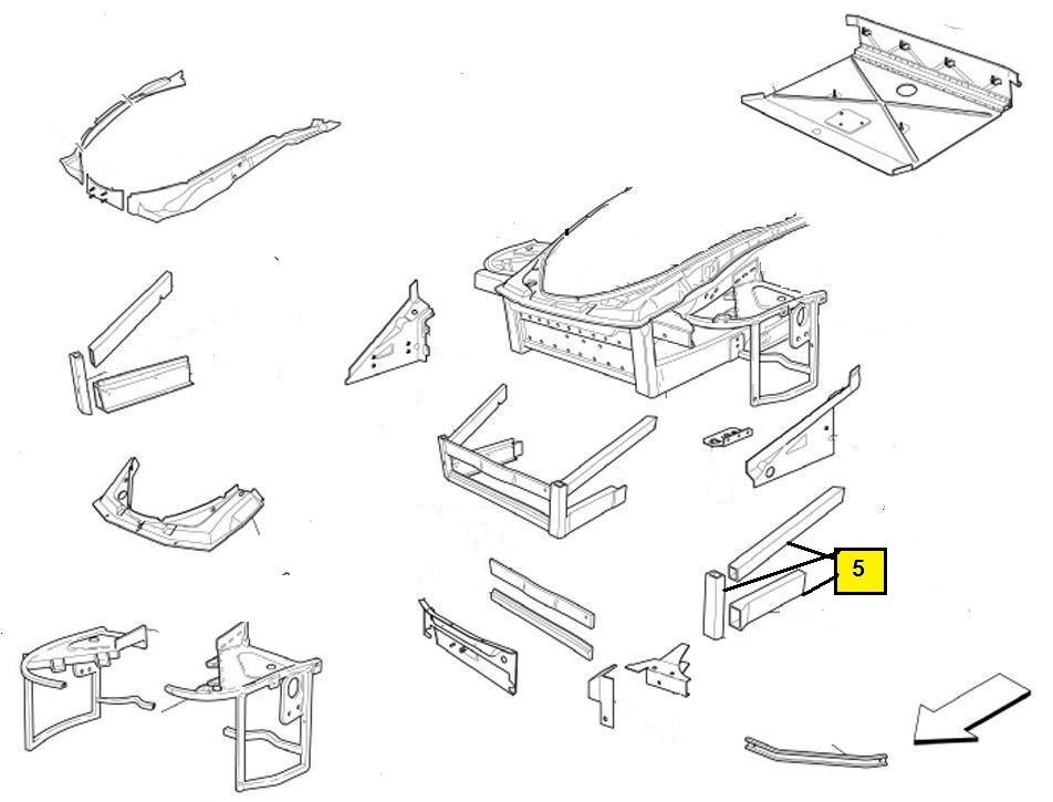 [65940400] COMPLETE L.H. FRONT LATERAL FRAME -PATTERN (Pattern)