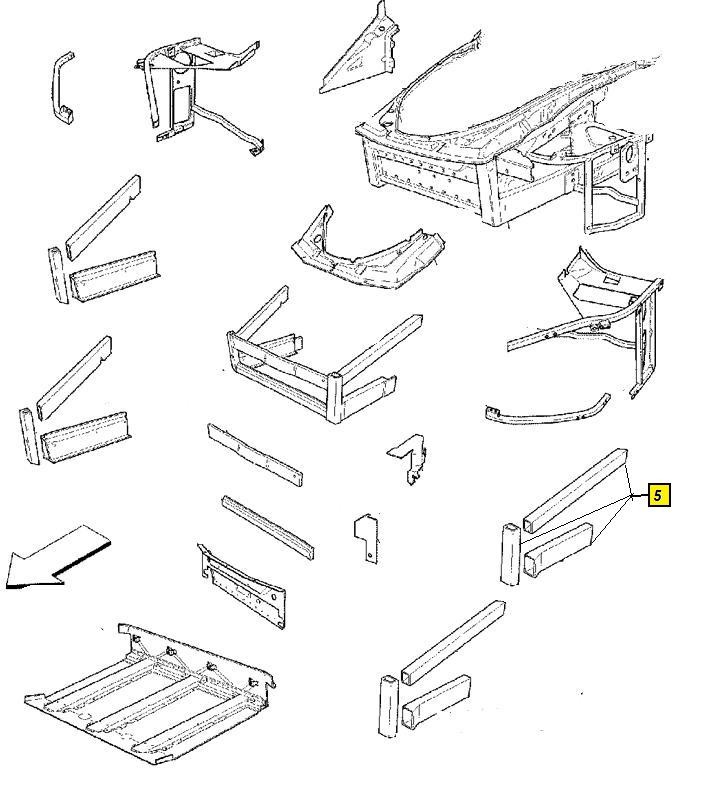 [68885800] 5) COMPLETE L.H FRONT LATERAL FRAME (Pattern)