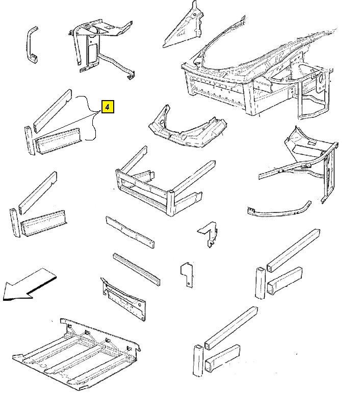 [68885700] COMPLETE R.H FRONT LATERAL FRAME (Pattern)