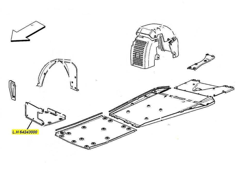 [64243000] B) L.H. LOWER FRONT GRAVEL GUARD  (Pattern)