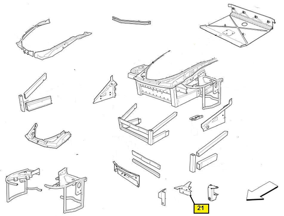 [166270] R) R.H. BRAKET FOR FRONT BUMPER FIXING (Pattern)