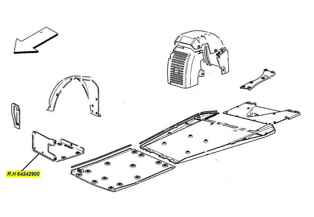 [64242900] B) R.H. LOWER FRONT GRAVEL GUARD  (Pattern)