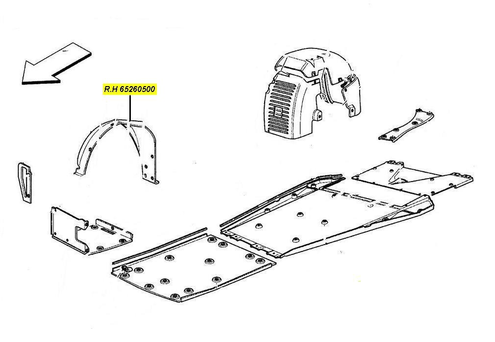 [65260500] D) R.H. FRONT WHEELHOUSE GRAVEL GUARD (Pattern)